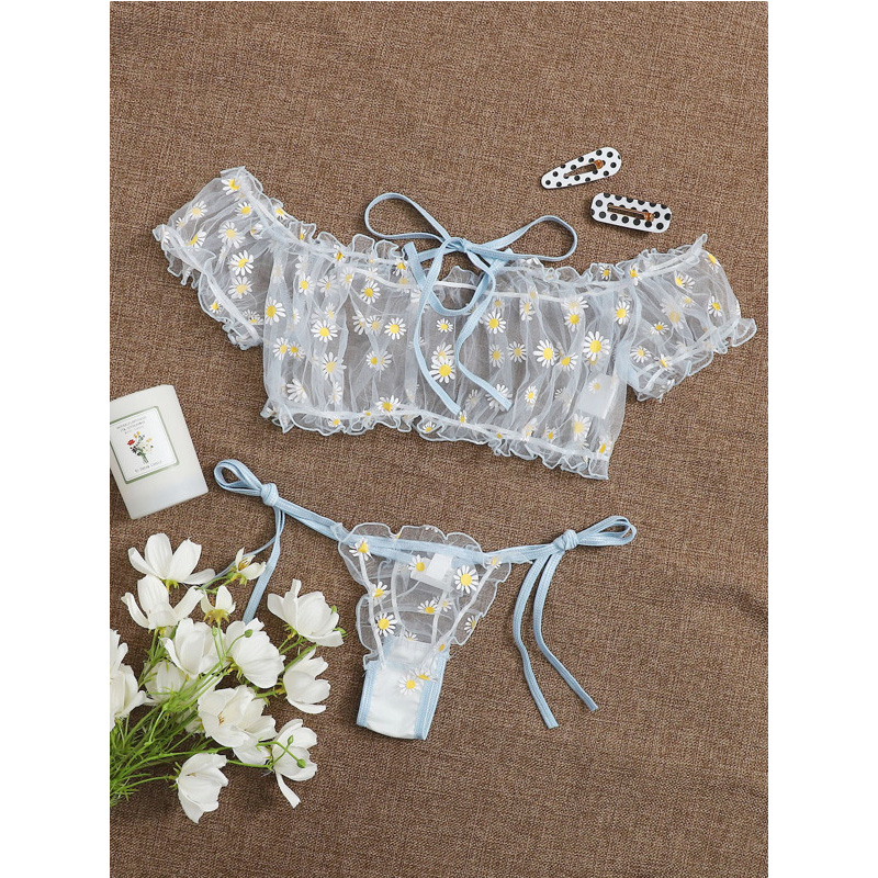 Lace Bralette Set - Sexy Lace Transparent Lingerie Bow Erotic