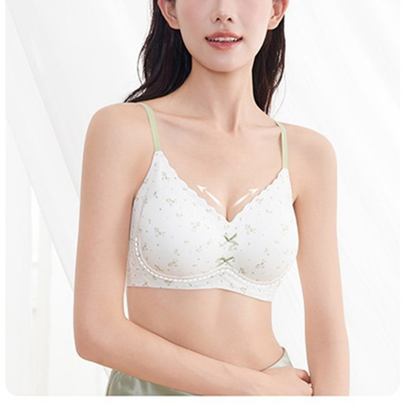 Cotton Bra Everyday - Girls' Seamless Lace Bra Floral Soft
