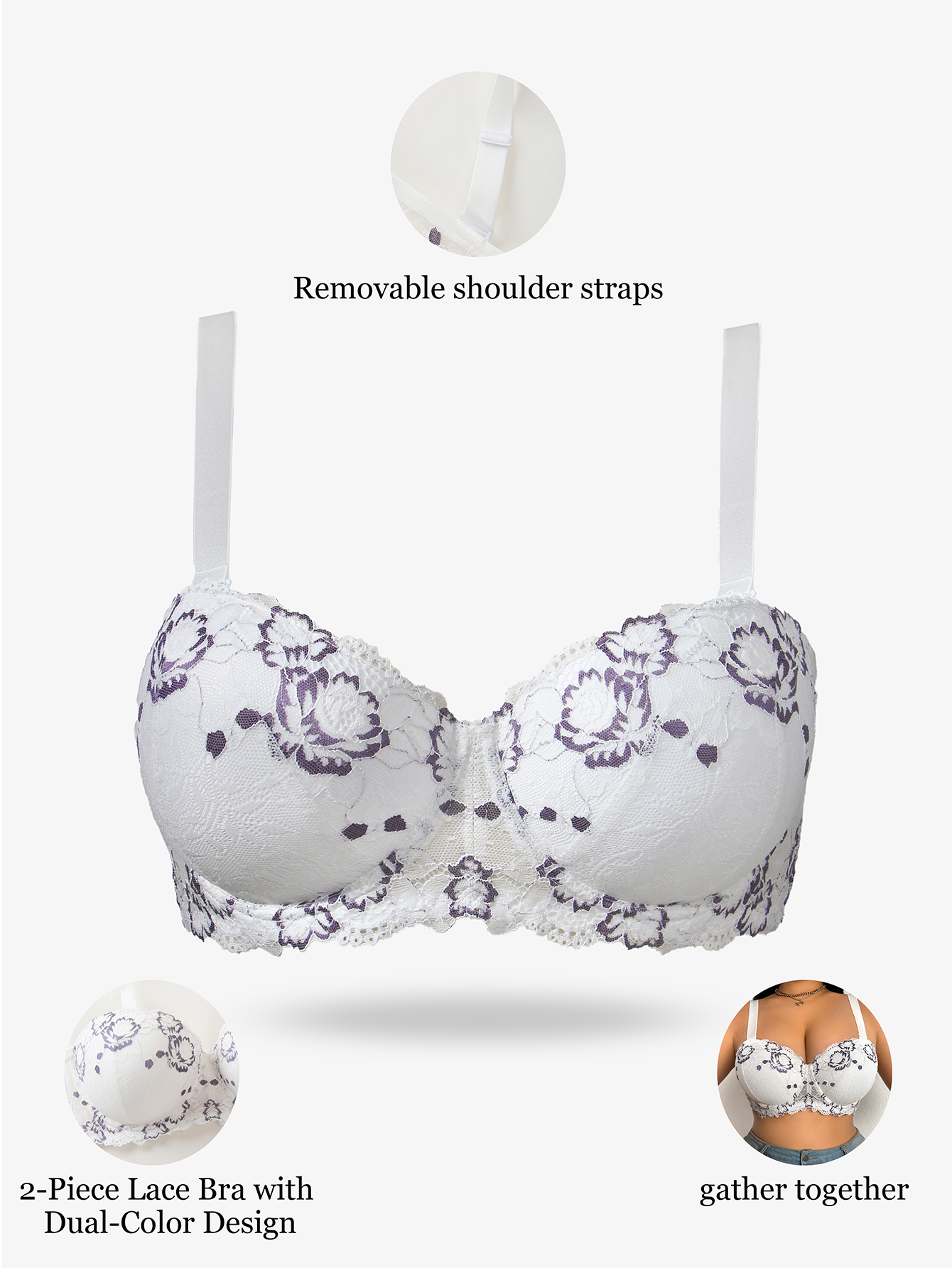 Plus Size Lace & Embroidery Wo - đánh giá và giá Underwire Bra Padded