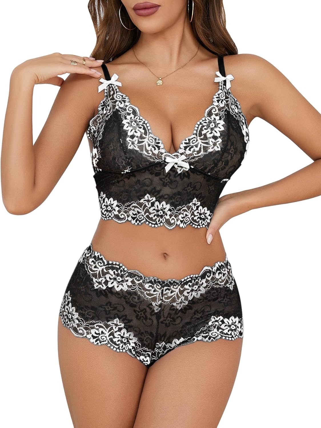 Sexy Lace Pajamas Lingerie Set - đánh giá và giá Sheer Bra Lace