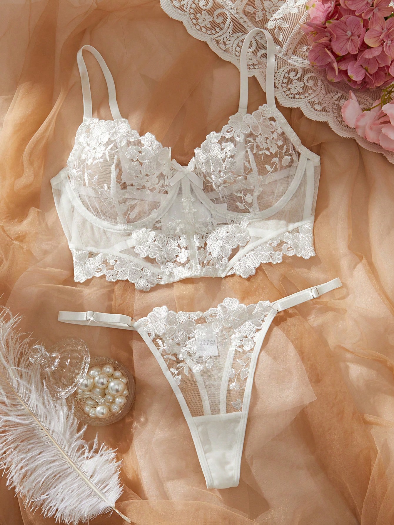 Romantic White Floral Lace Lin - đánh giá và giá Sheer Bra Lace