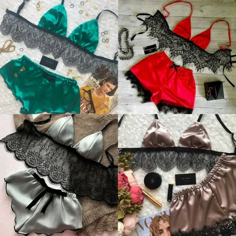 Women's Underwear Sexy Silk Sa - đánh giá và giá Lace Bralette Set