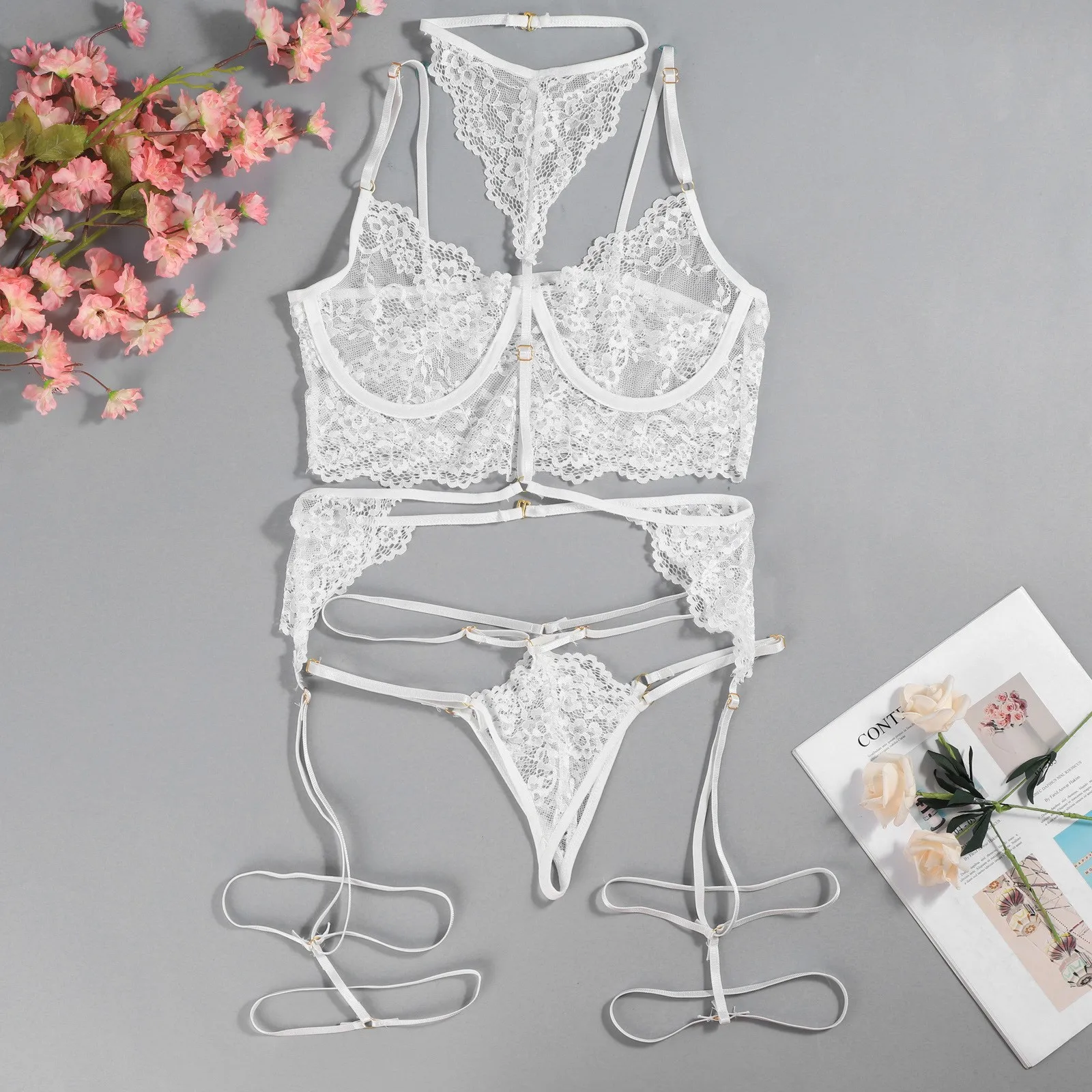 Porn 3pcs Lace Underwear Set W - đánh giá và giá Lace Bralette Set